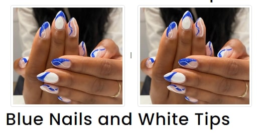 Blue Nails and White Tips